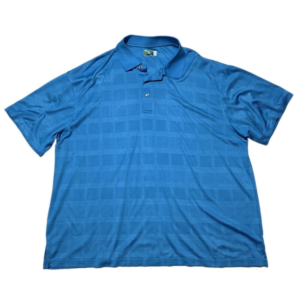 Ben Hogan Performance Golf Polo Shirt Men's Sz 3XL Blue Tonal Plaid Grid Check